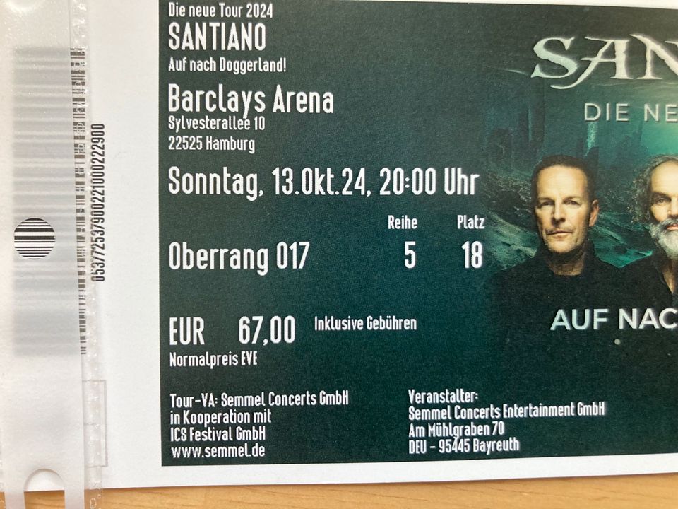 2 Santiano Karten für 13.10.24 in Hamburg in Hannover