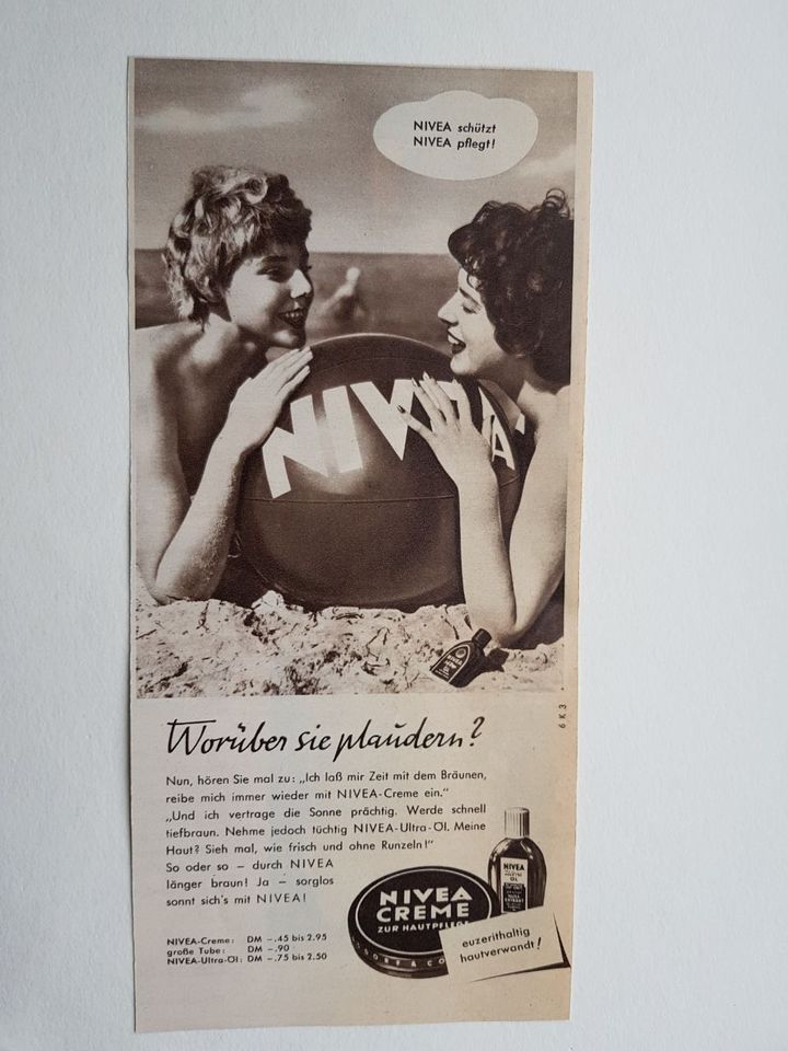 NIVEA Anzeigen aus Hör zu von 1956 und 1957 in Leonberg
