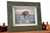 Gemälde Tiger Vintage Bild Wandbild 44 x 50cm Königstiger Holz Dresden - Äußere Neustadt Vorschau