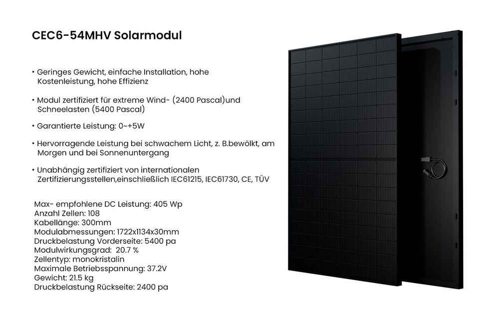 Balkonkraftwerk 810Wp Full Black Module/AP800W EZ1-M APSYSTEMS Wechselrichter (auf 600W gedrosselt)/5M Kabel-Hamburg in Hamburg