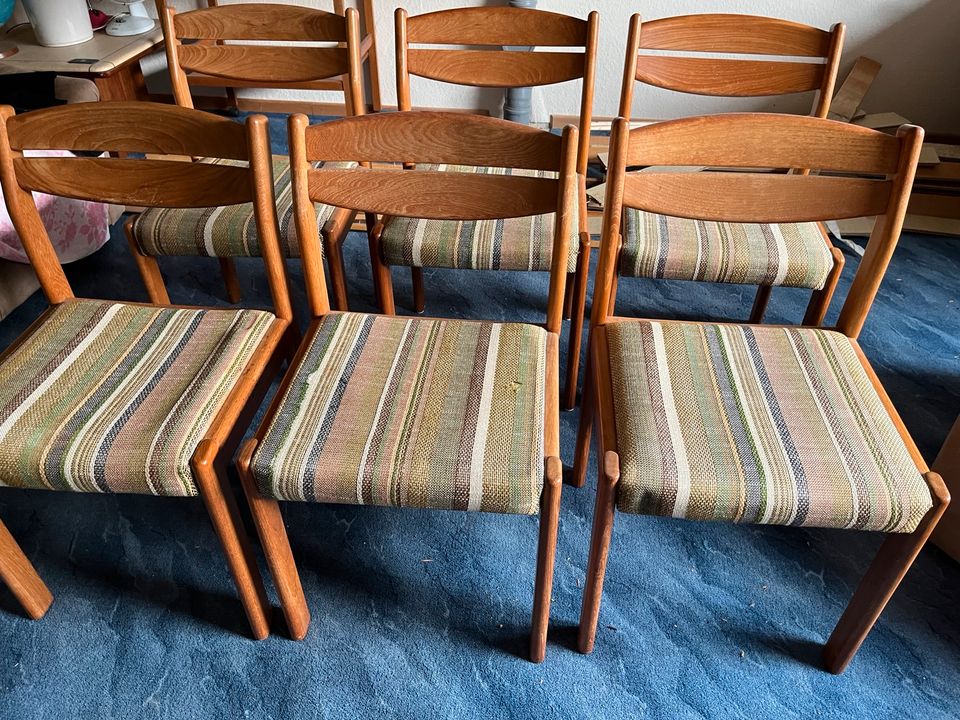 Sechs Holz Stühle gepolstert in Wittmar