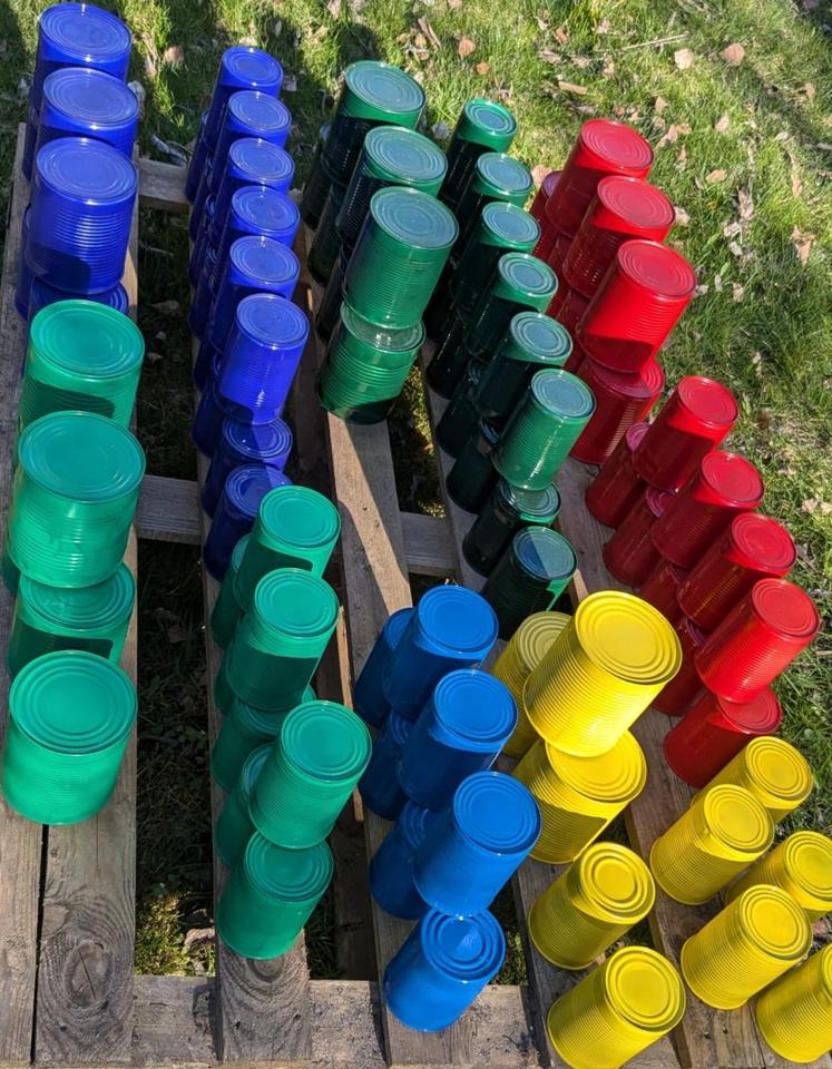 Dosenwerfen, Büchsenwerfen, Wurfspiel farbig Set L 10 teilig in Berlin