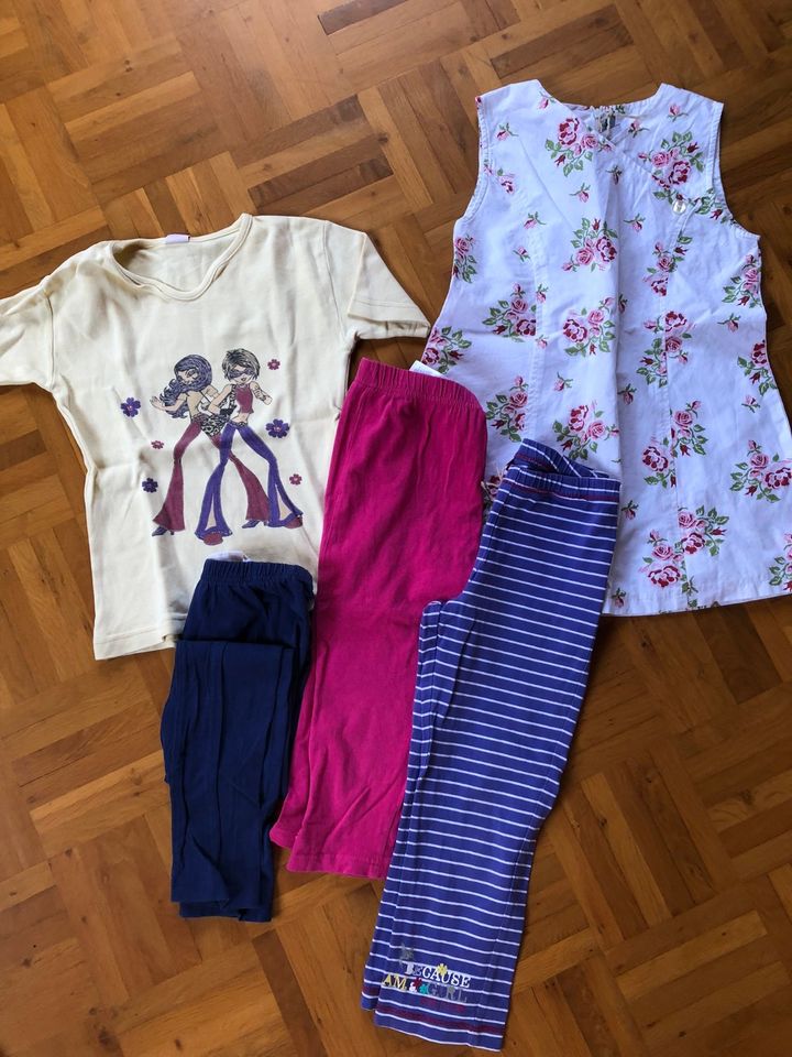 3x Leggins T-Shirt Sommerbluse Tunika Gr. 122 Mädchen in Weilmünster