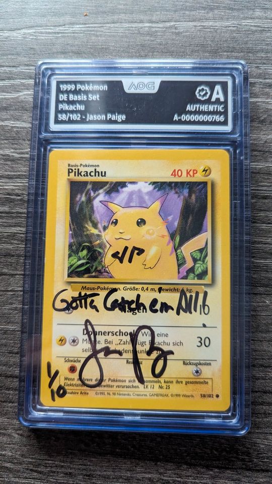 Pokemon Pikachu 58/102 Basis Set DE Jason Paige Autogramm Tausch in Hamburg