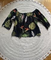 Lockere Only crop Off-Shoulder Bluse in Blau mit Print neuwertig Bayern - Großostheim Vorschau