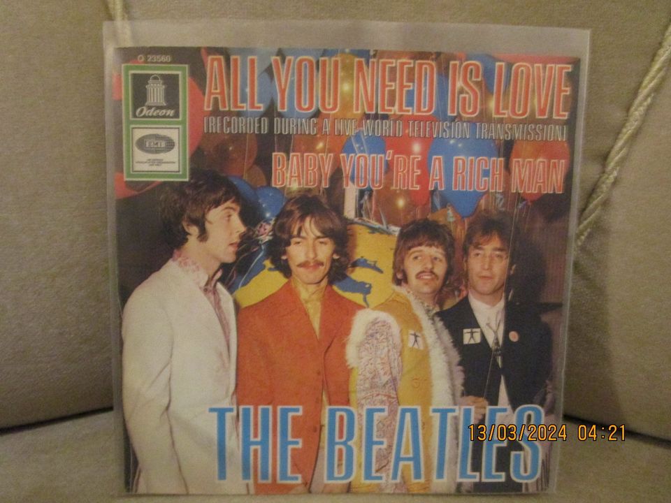 THE BEATLES – All You Need Is Love – 1967 Odeon Single (VG / EX) in Groß-Gerau