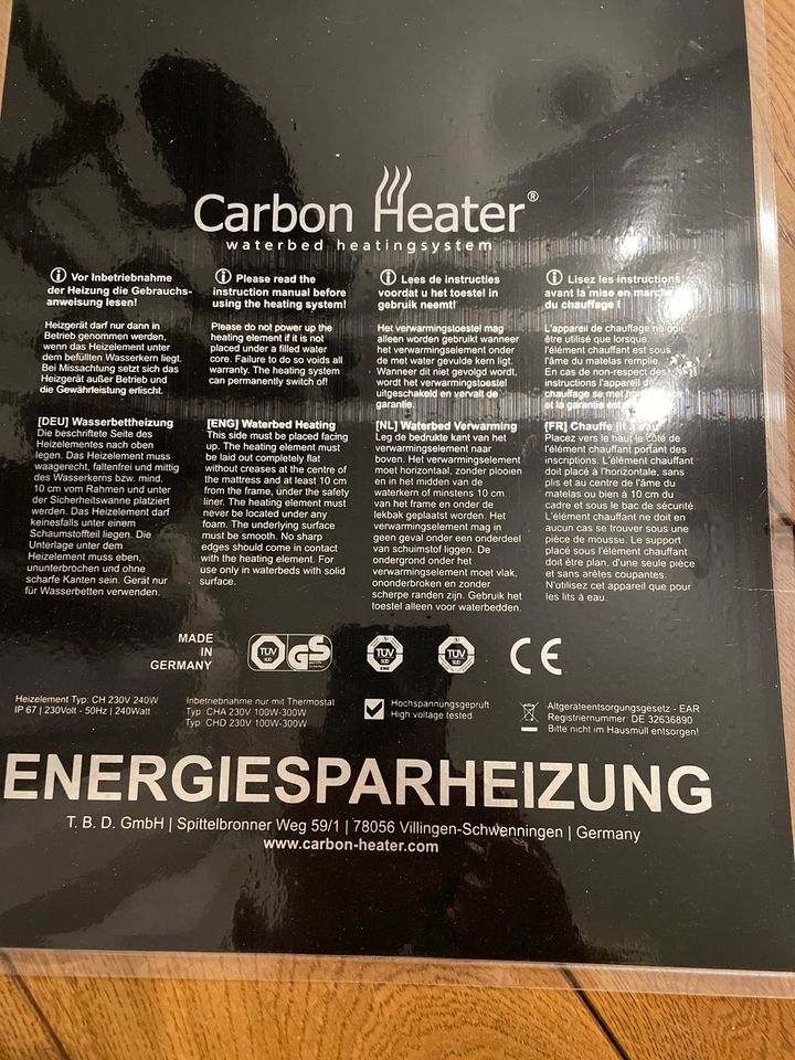 Carbon Heater Wasserbett Heizung neuwertig in Hilter am Teutoburger Wald