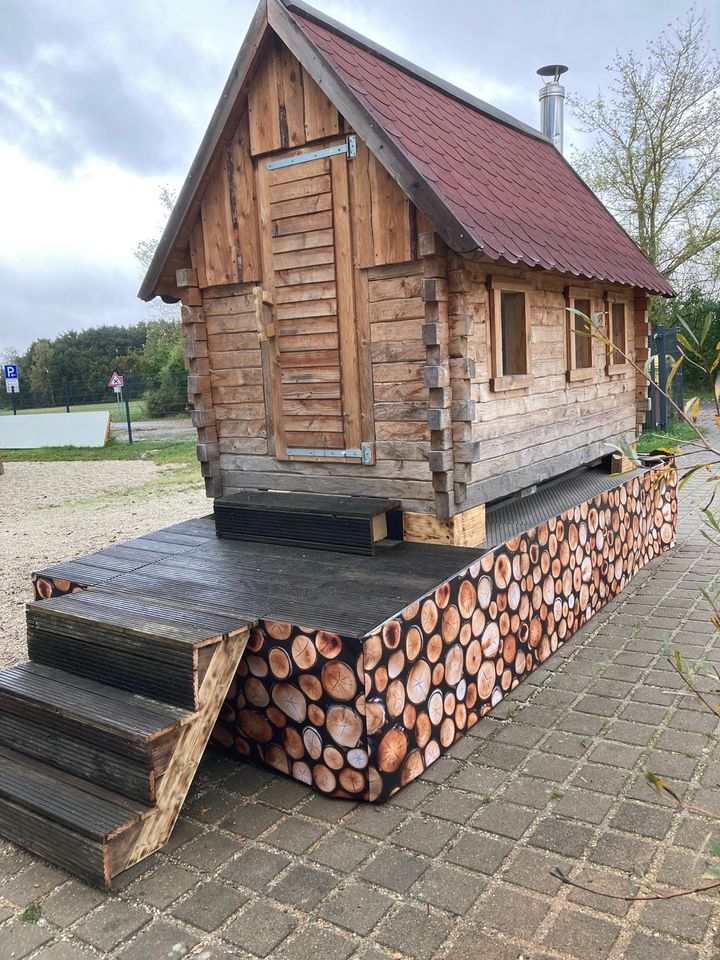 Mobile Sauna mieten Schrotholzsauna Holzofen in Krauschwitz