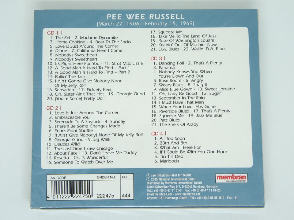 4 CD Set Best of Pee Wee Russell - Weary Blues NEU & OVP Jazz in Berlin