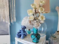 Shabby Deko Vase Blumen Teddy Tischdecke Herz blau weiß Bayern - Weidenberg Vorschau