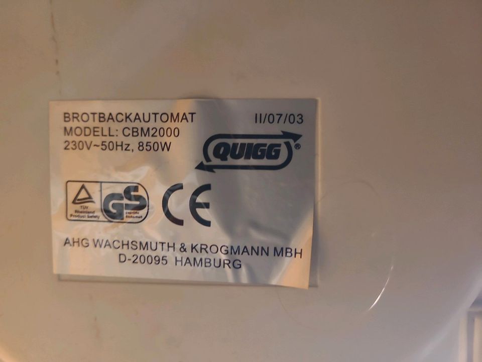 Brotbackautomat Quigg CBM2000 ohne Knethaken in Bochum