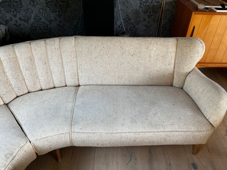 Midcentury 50s 60s Eck- Cocktailcouch mit 2 Sesseln Sitzgruppe in Essen