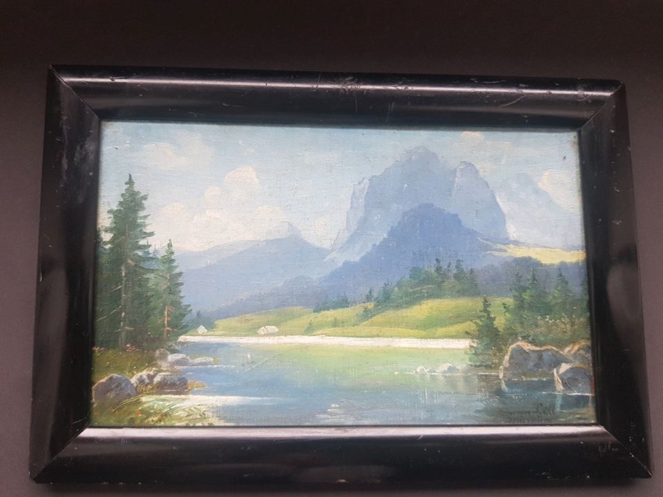 Antik Gemälde Ölbild Emeran Lidl Berchtesgaden Ramsau Hintersee in Kr