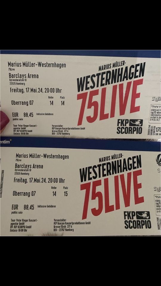 2 Tickets für Marius Müller - Westerhagen 17.05.24 Hamburg in Lübeck