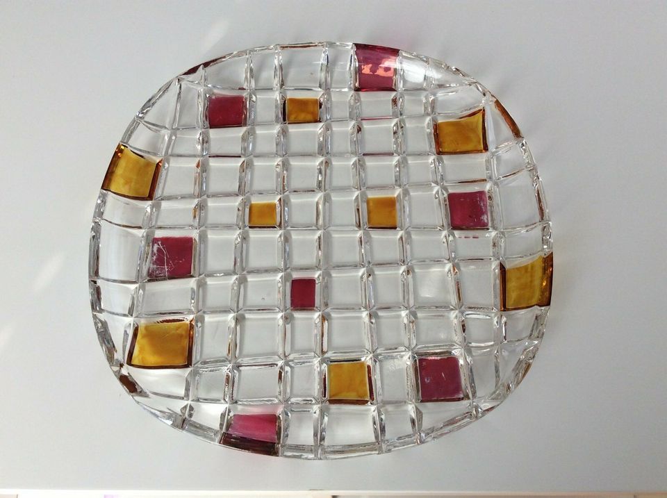 Alte Glasplatte Kekste Kuchenplatte Vintage Mosaik Optik  28,5 cm in Oldenburg