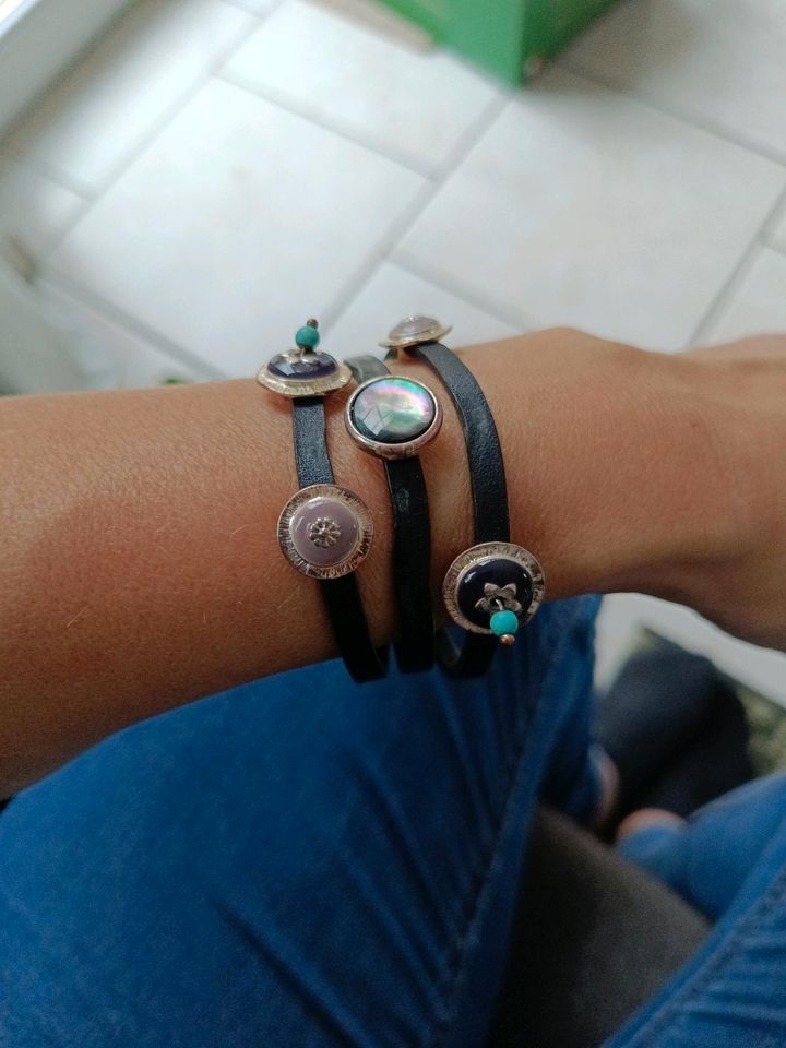 Armband ⭐Leder silber Anhänger Magnetverschluss in Hillesheim am Rhein