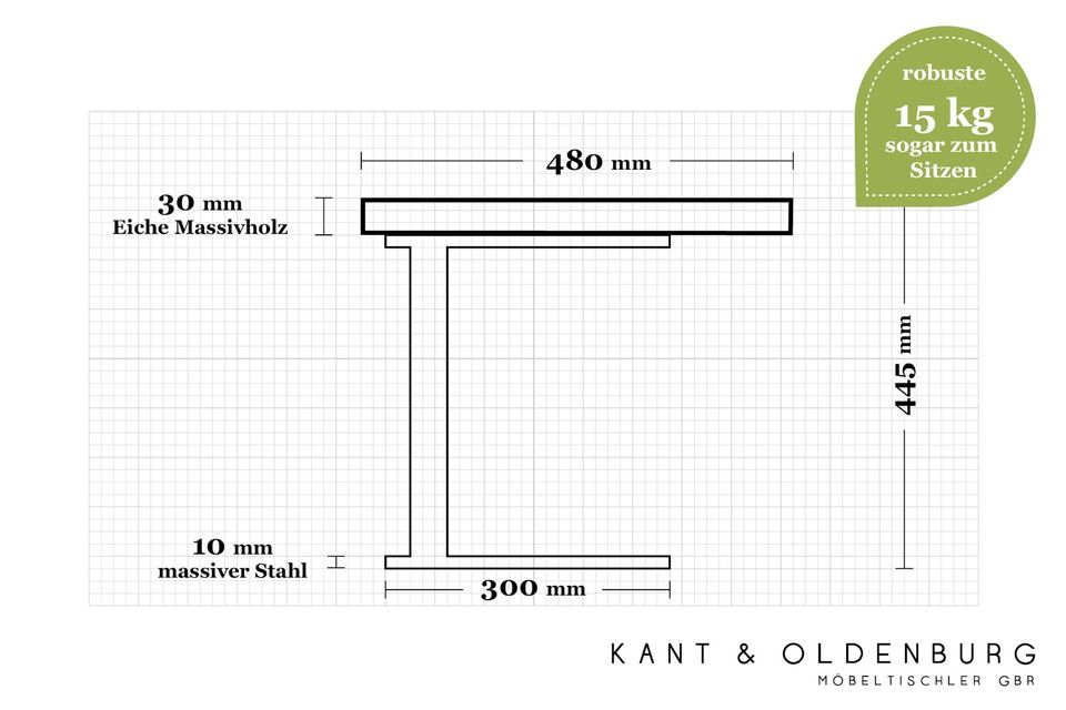 Couchtisch Beistelltisch aus Eiche und Stahl in Rees