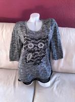 Longsleeve Shirt Top grau meliert Eule Nieten Pulli Steinchen Gli Baden-Württemberg - Schwieberdingen Vorschau