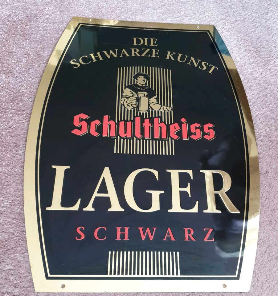 Schultheiss Lager schwarz Bier Reklame Schild Blechschild 72cm in Berlin