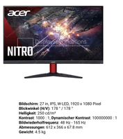 Acer KG272 Sbmiipfx Gaming Monitor Rheinland-Pfalz - Mutterstadt Vorschau