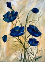 Blumen-Bild "Mohn blau" - handgemalt Nordvorpommern - Landkreis - Barth Vorschau