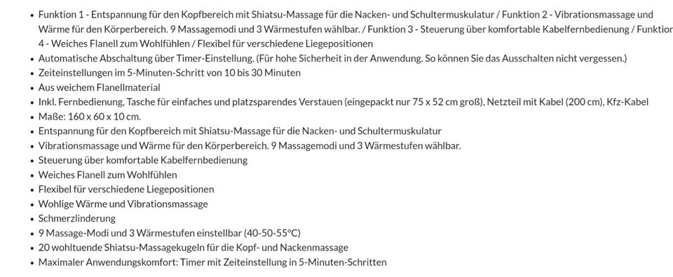 Neue unbenutzte Massage Matte Original verpackt in Kirchberg i. Wald