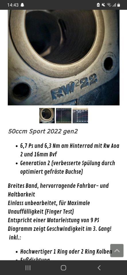 Simson 50er Sport Zylinder von RW Tuning in Lawalde