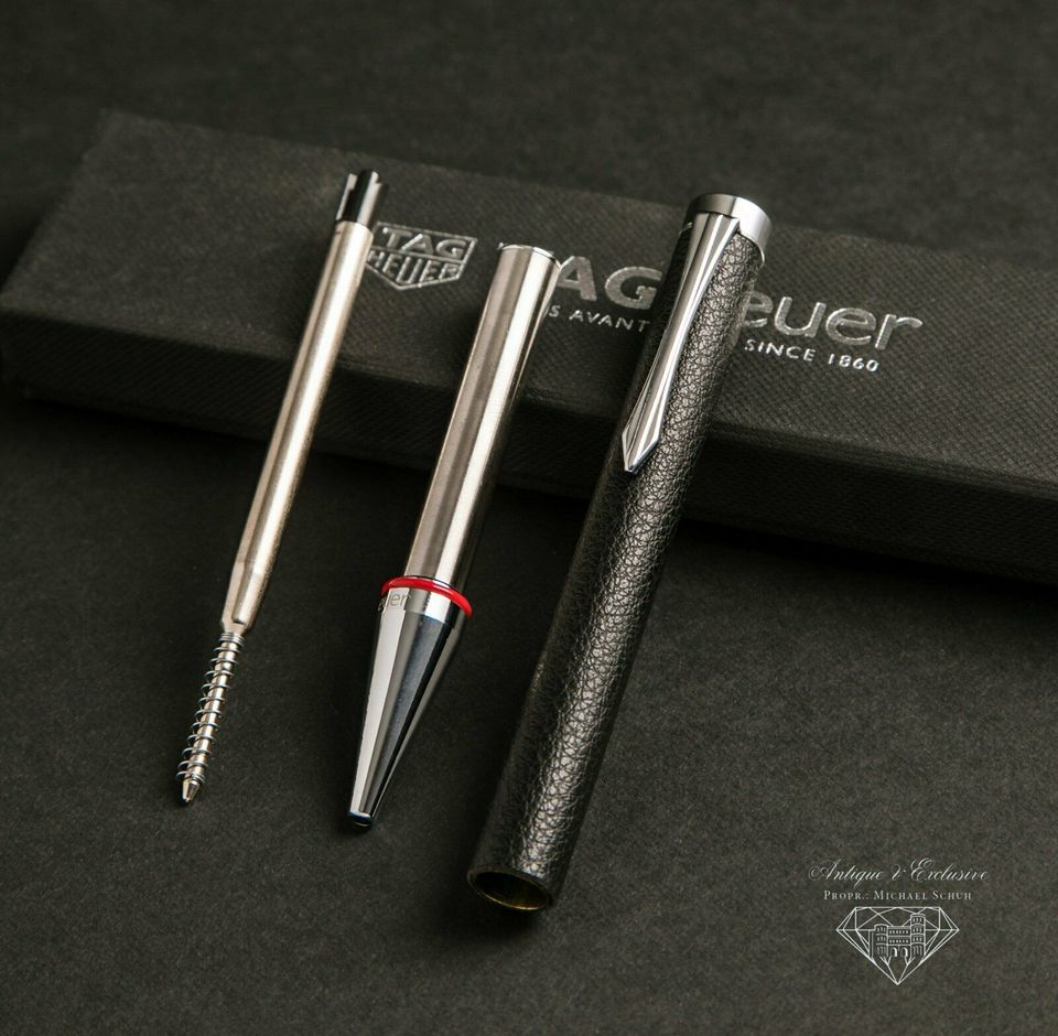 Orig 2024 Tag Heuer Chrom Leder Konzessionär Stift Kugelschreiber Sammler Top Versand Händler DHL 2023 2024 Uhr Damen Herren Unisex Geschenk Set Neuw. Full Ovp Set Ballpoint Pen Kulli Armbanduhr Top in Igel