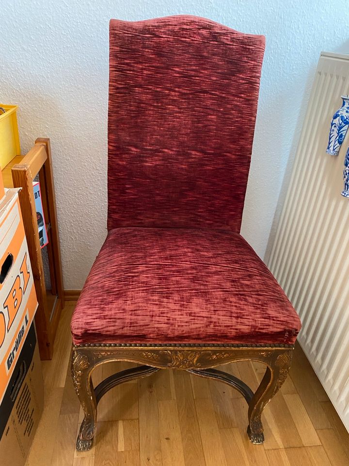 Stuhl antik Barock samt rot in Bad Kreuznach