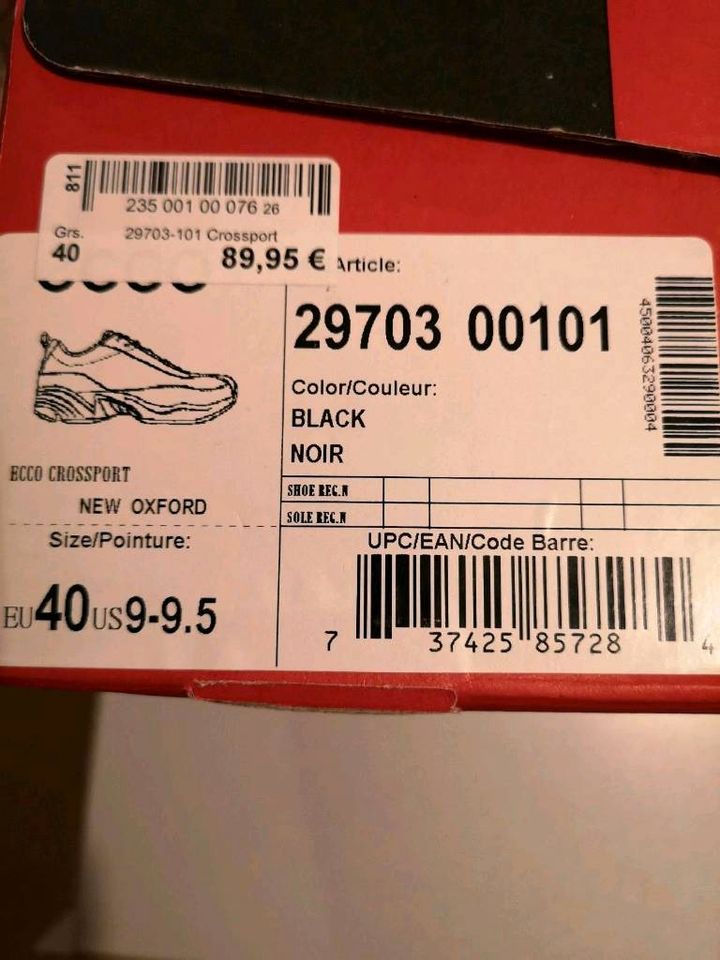 Ecco Schnürschuhe, Gr. 40, schwarz, Modell New Oxford in Brunsbuettel