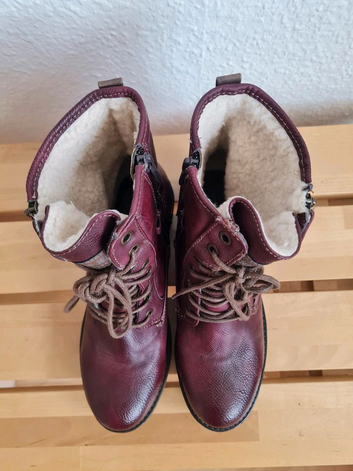 Mustang Stiefelette bordeaux gefüttert Gr.38 *WIE NEU* in Dinslaken