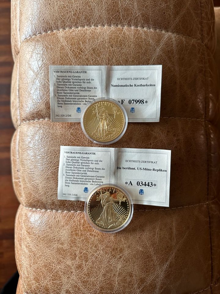 Münzen vergoldet aus Nachlass, Freiheitsstatue & American Eagle in Berlin