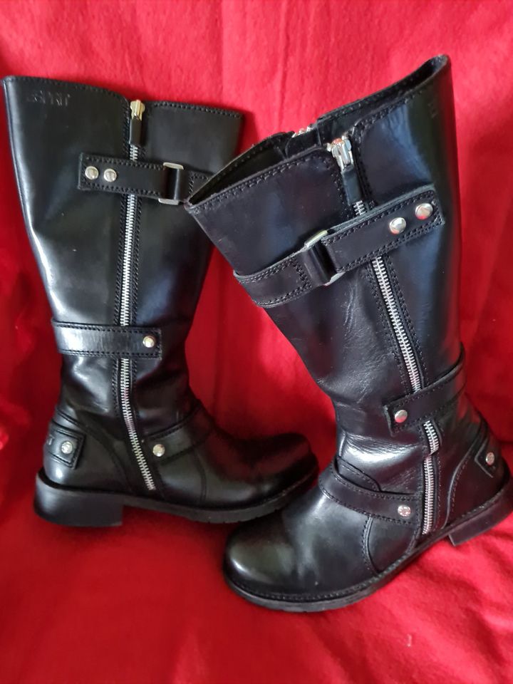 Esprit Stiefel Trendstiefel  Glattleder Gr 37 Schwarz all leather in Bad Honnef