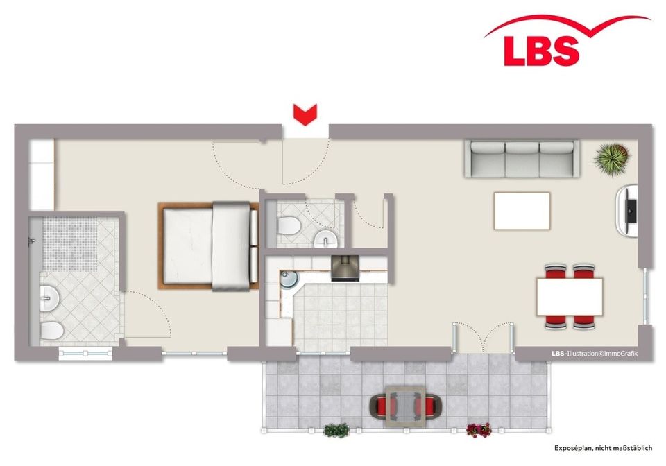 Neubau-Barrierefreie 2,5 Zimmer Dachgeschoss-Wohnung mit  Loggia und Aufzug in Oberhausen