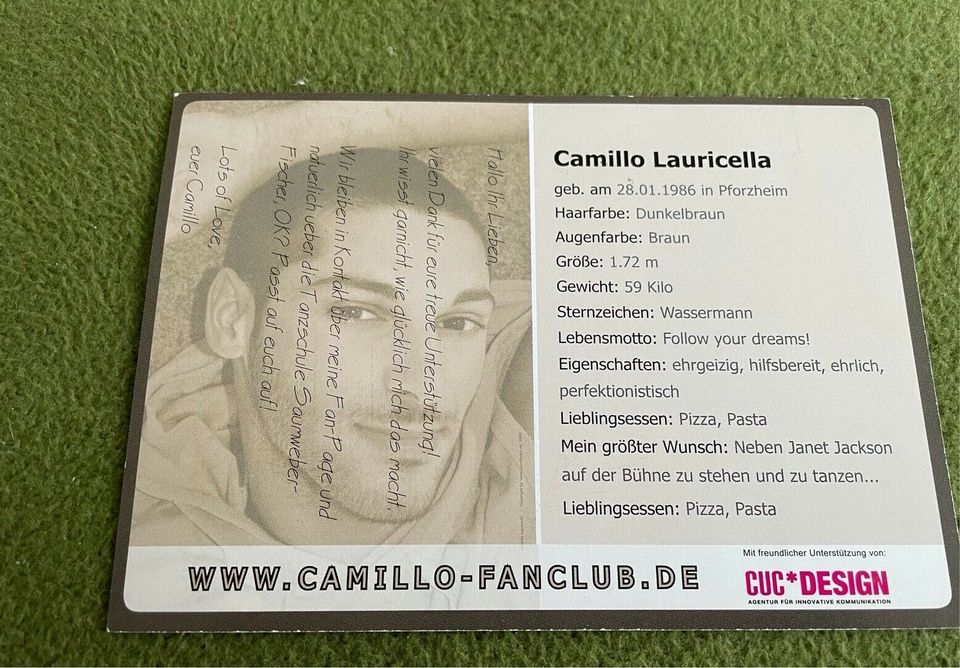 Camillo Lauricella Autogrammkarte mit Original Unterschrift in Esslingen