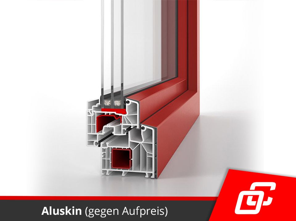 Kunststoff Terrassentür nach Maß Kunststofffenster aus Polen Balkontür mit Oberlicht PVC Tür weiß Fenster optional mit Rolladen Hersteller Aluplast in Görlitz