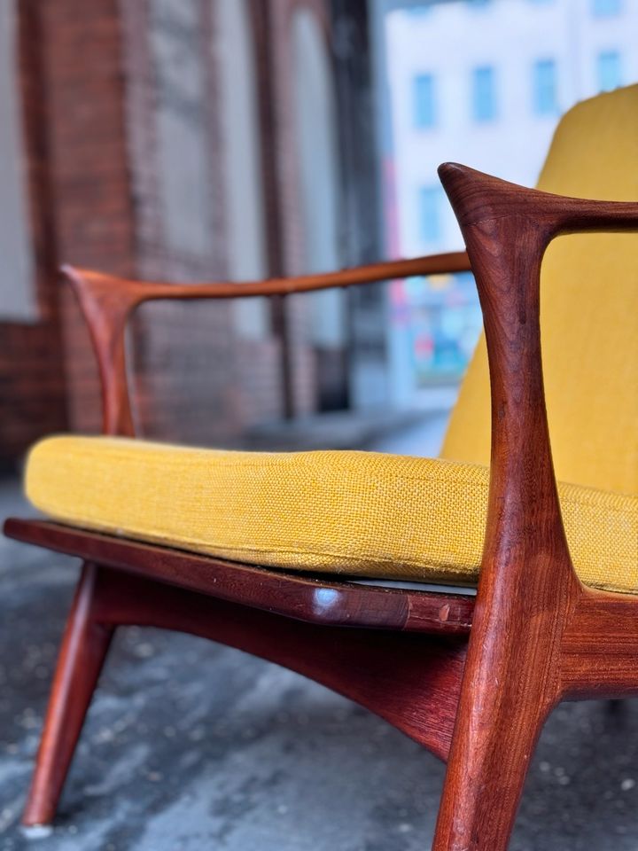 ◤ Arne Hovmand Olsen Sessel neu gepolstert und bezogen Teak Teakholz mid Century Stuhl easychair Lounge chair Vintage Retro danish Design 60iger 60er 70er in Berlin