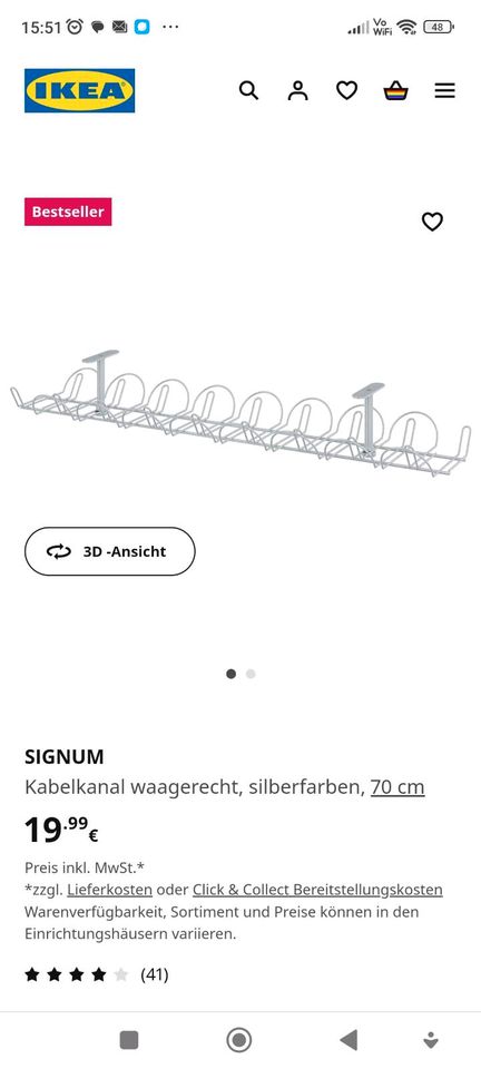 Kabelkanal, neu, originalverpackt von Ikea in Deggendorf