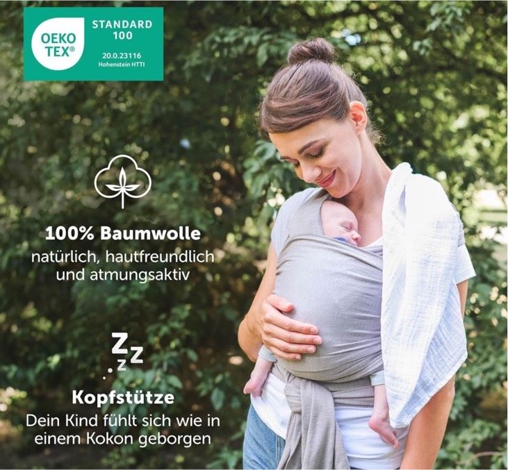 Laleni Tragetuch Wickeltuch Baby Grün Bio Baumwolle wie neu in Gaggenau