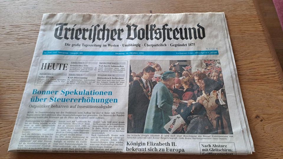 Trierischer Volksfreund von 20. Oktober 1992 in Bettenfeld