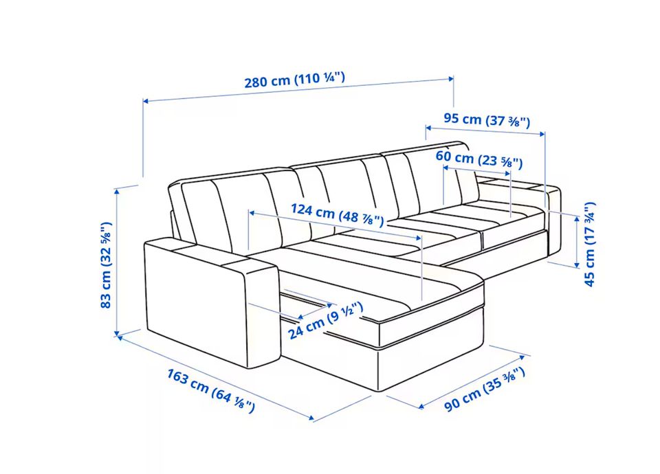 Kivik Sofa - Dreisitzer mit Recamiere in Karlsruhe