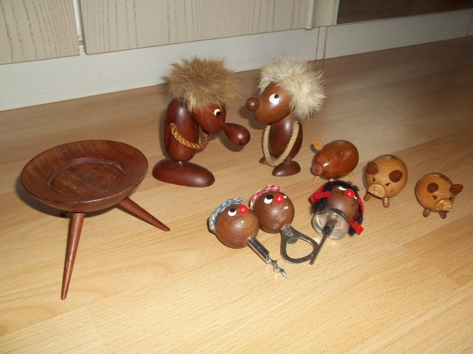 Holz Figuren, Kerzenhalter,Salz/Pfefferstreuer - 50er/ 60er Jahre in Bielefeld