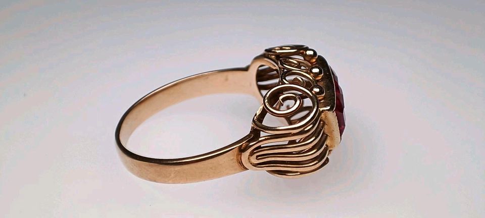 Antiker Jugendstil Trilogie Rubin Ring 585 Gold 14 k 57 in Reinstorf