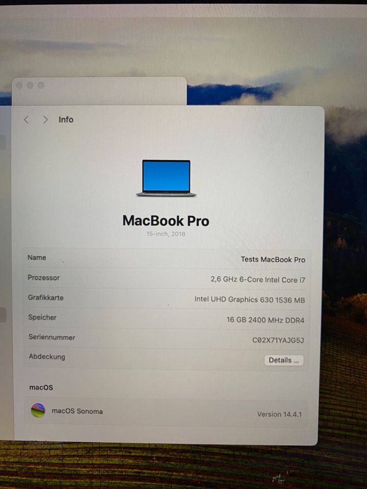 Apple MacBook Pro 15,4" Touch Bar - 16 GB 512 GB SSD - Space Grau in Overath