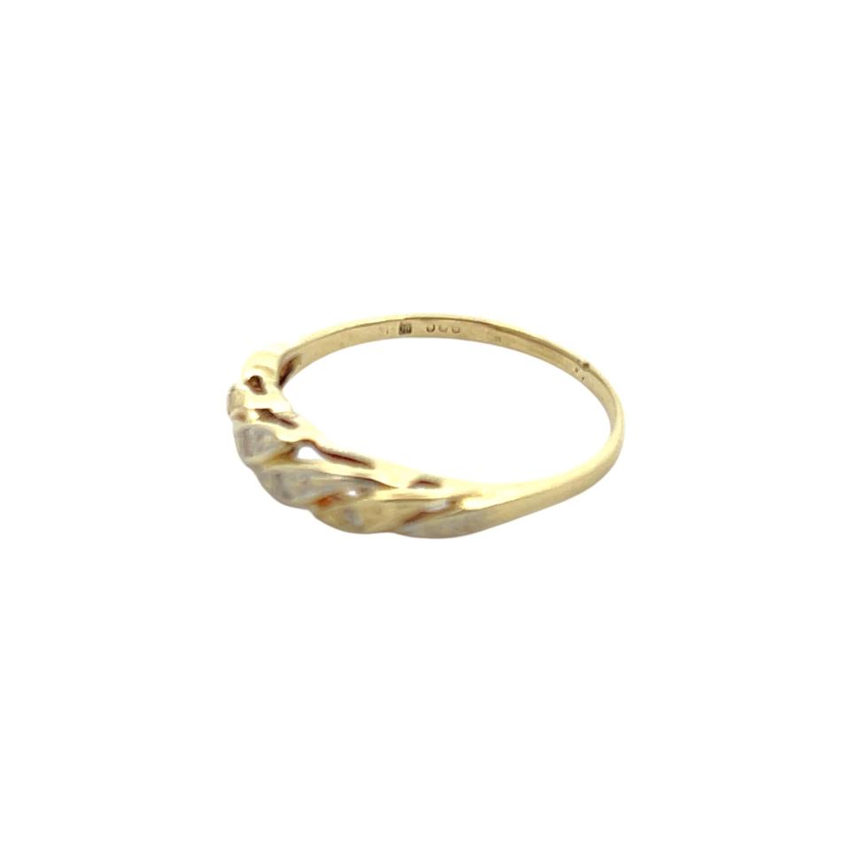 14 kt Gold Damenring mit 0.04 ct Diamanten - Gr 57 EU in Leimen