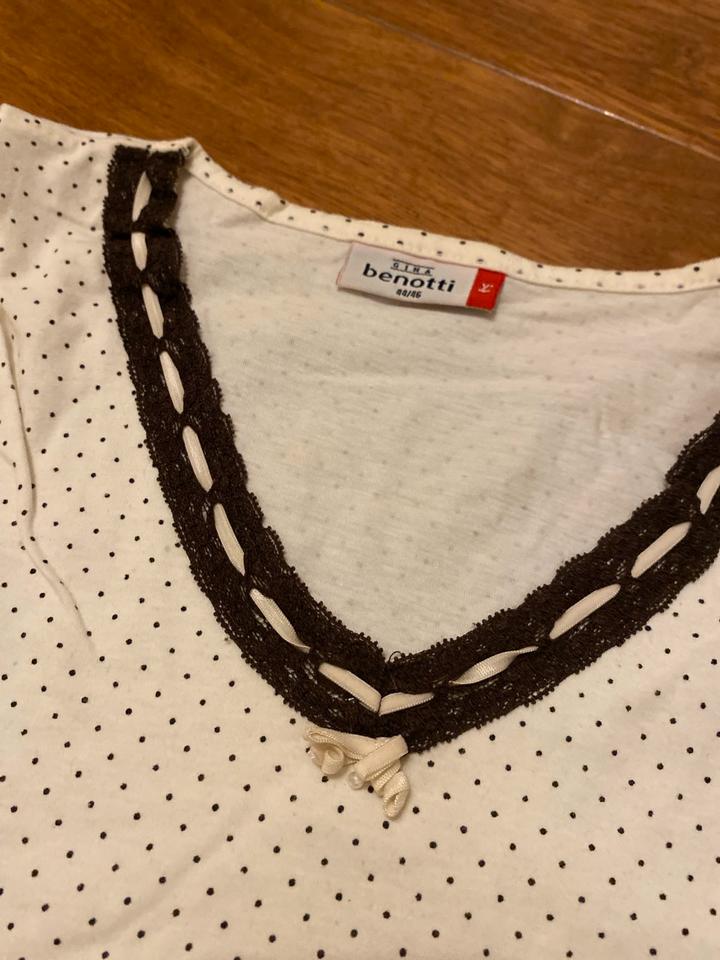 Gina benotti  longsleeve Shirt braun weiß Punkte Gr. 44/46 in Schwabach