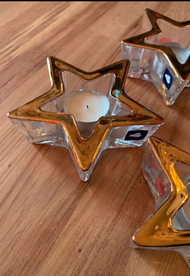 LEONARDO Sterne Kristall-Glas vergoldeter Rand,  für Teelicht in Hamburg