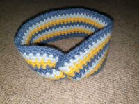 Stirnband 49 50 51 handmade wolle Kind Kleinkind blau gelb Essen - Steele Vorschau