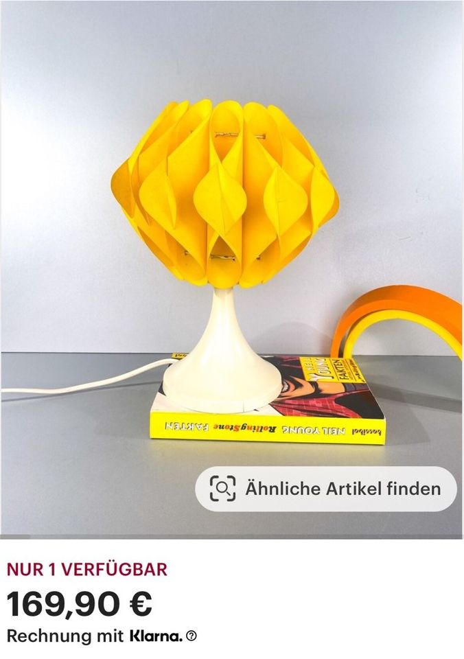 Vintage Lampe Zicoli Lamellenlampe gelb 70er Tulpenfuß in Neumünster