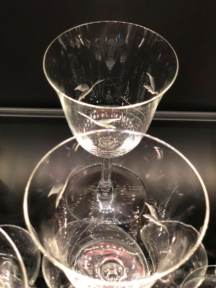 5 x Weinglas hauchdünnes Kristallglas  Vogel Gans Ente Art Deco in Reinbek